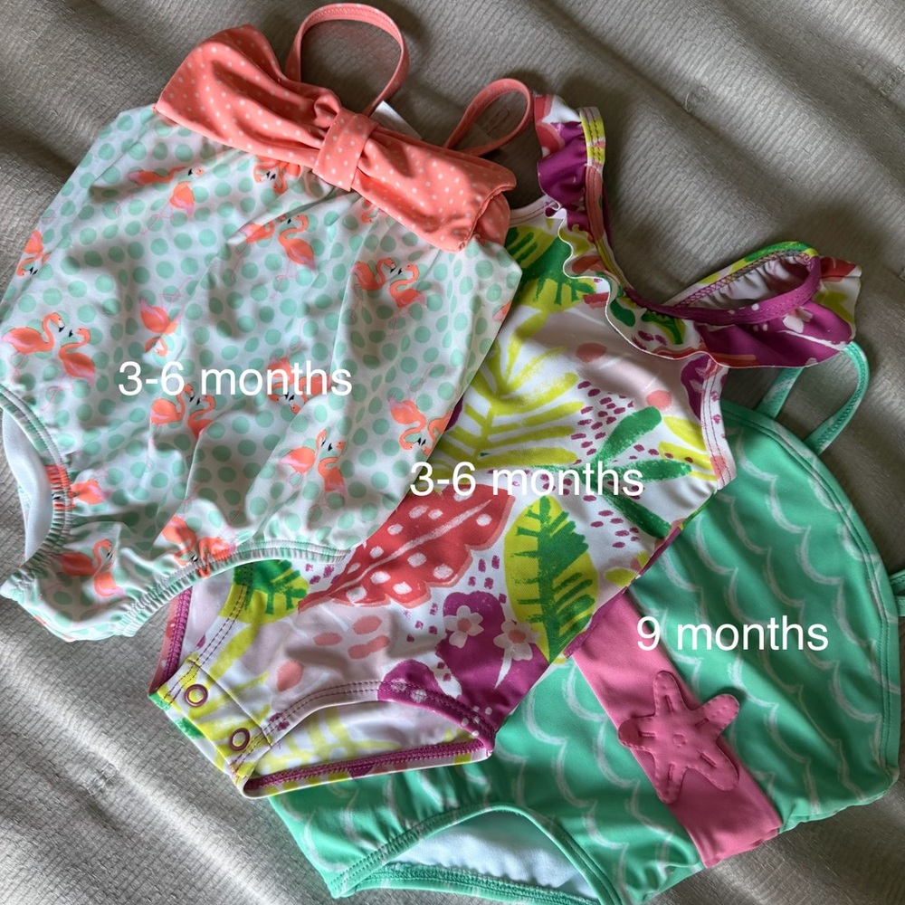 Child of Mine Pink and Green Kids Swim One Piece Set